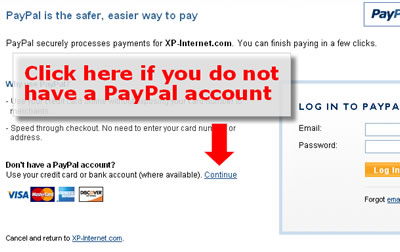 Paying with PayPal without a PayPal account