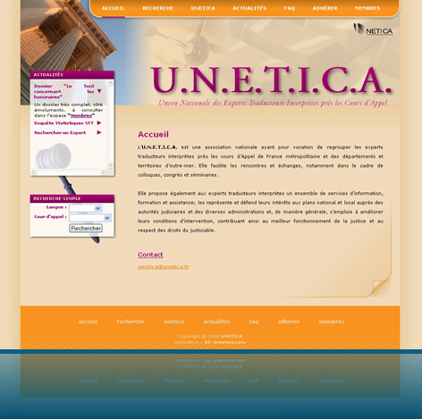 Capture d'&eacute;cran du site http://www.unetica.fr