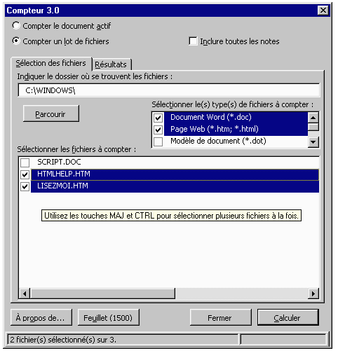 Compteur v.3 pour Microsoft Word